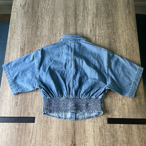 FRAME Corset Denim Blouse with Midi-Sleeve - Picture 8 of 15